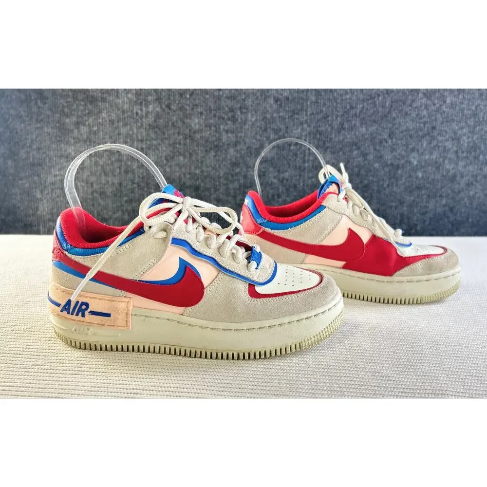 Nike Air Force 1 Shadow CU8591-100 Sail Photo Blue Red Sneakers Women’s 6.5